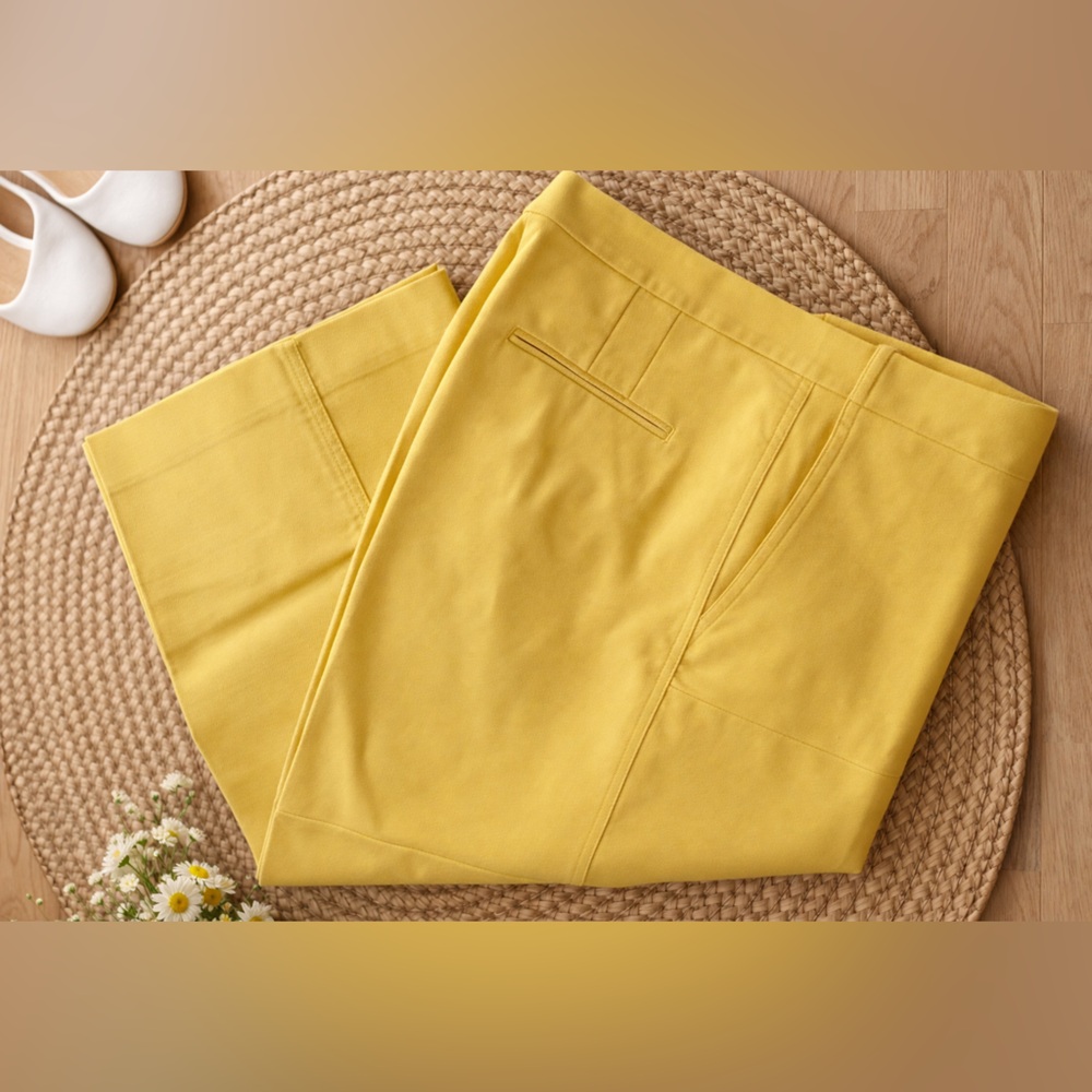 Yellow Cropped Pants - Petite